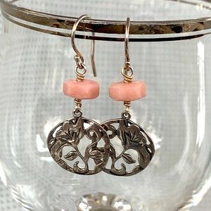 Retired SILPADA Pink Soapstone and Sterling silver earrings